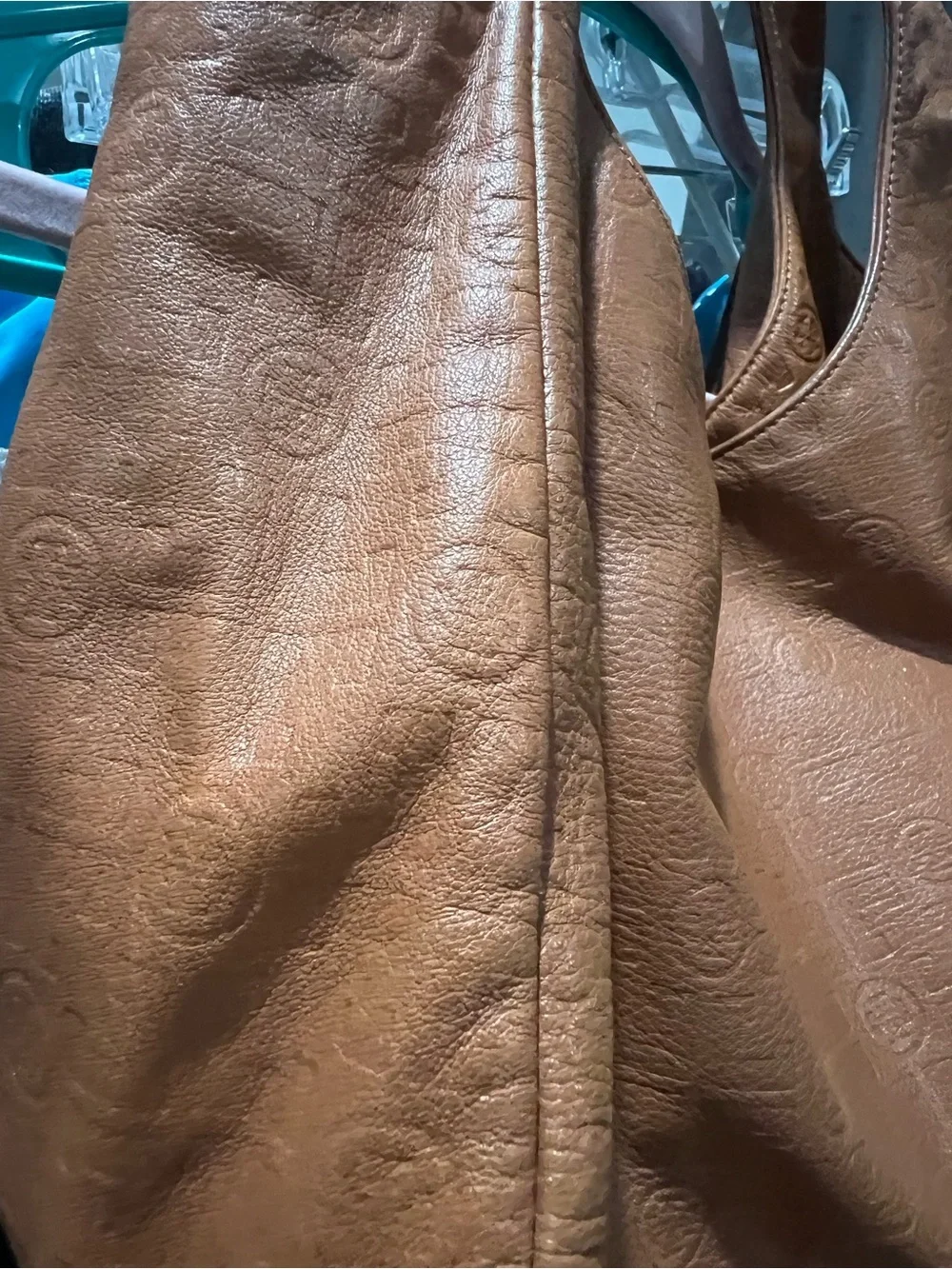 Tory Burch Embossed Brown Leather Hobo Satchel